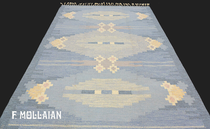 Semi-Antique Swedish Kilim n°:14040292